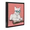 thumbnail image 3 of Stupell Industries Studious Cat Reading Animals Painting Black Floater Framed Canvas Art Print Wall Art, 18 x 18, 3 of 9