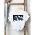 thumbnail image 1 of Disney-Camiseta estampada de manga corta para mujer, camiseta informal con dibujo de bruja, cara divertida y encantadora, 1 of 1