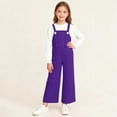 thumbnail image 2 of SGFCWSX Girls Wide-Leg Suspender Pants, Kids School Pants Button Daily Casual Overalls Purple Size 12-13 Years, 2 of 9