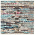 thumbnail image 3 of SAFAVIEH Madison Orlando Abstract Distressed Area Rug, Grey/Turquoise, 6'7" x 6'7" Square, 3 of 10