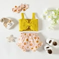 thumbnail image 2 of Fesfesfes Toddler Girl 2 Piece Outfits Toddler Kids Baby Girls Fashion Cute Flower Print Ruffles Vest Shorts Hairband Suit 18-24 Months, 2 of 6