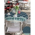 thumbnail image 5 of Outdoor Tablecloths with Umbrella Hole & Zipper, Dark Blue Flowers Round Tablecloth 54 Inch, Vintage Rustic Abstract Floral Aesthetic Waterproof Table Cloth, Patio/Pool/Picnic Table Covers, 5 of 8