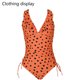 thumbnail image 4 of Traje de baño de una pieza con cuello en V para mujer Bikini con cordones y volantes Traje de baño de una pieza sin espalda con volantes - Naranja, 4 of 6