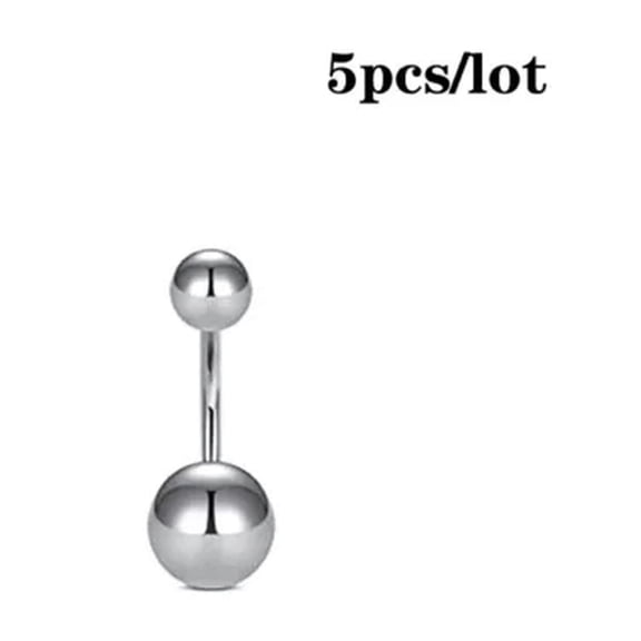K-KED 5 Pcs Belly Button Rings 14G Surgical Steel CZ Navel Piercing Delicate Jewelry 3/8" 10mm-1#