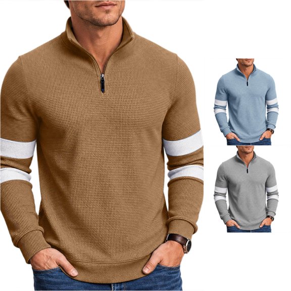 Rhuody Mens Sweatshirts Long Sleeve Solid Color Pullover Sweatshirt M Brown