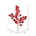 thumbnail image 2 of Vickerman 21" Burgundy Glitter Ash Leaf Artificial Christmas Spray. Includes 12 sprays per pack., 2 of 2