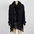 thumbnail image 4 of Sweater Coat for Women Zpanxa Women's Faux Fur Collar for Winter Coat, Winter Faux Fur Shawl Cover Up, Casual Knit Cardigan Sweater Outwear with Pocket Black One Size, 4 of 4