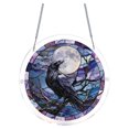 thumbnail image 2 of Acrylic Suncatcher, 2D Raven Full Moon Stained Glass Style, 1pc Puzzle Hanging Ornament, Window Hanging Decor for Home, 2 of 9