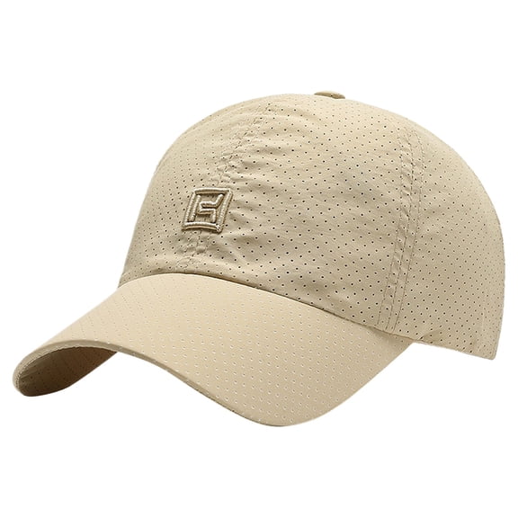 Bibifish Mens Black Baseball Cap Mesh Dot Fabric & Logo Patch Cap Stylish Breathable Casual Outdoor & Sports Summer Curved-Brim Uv Protection Cap