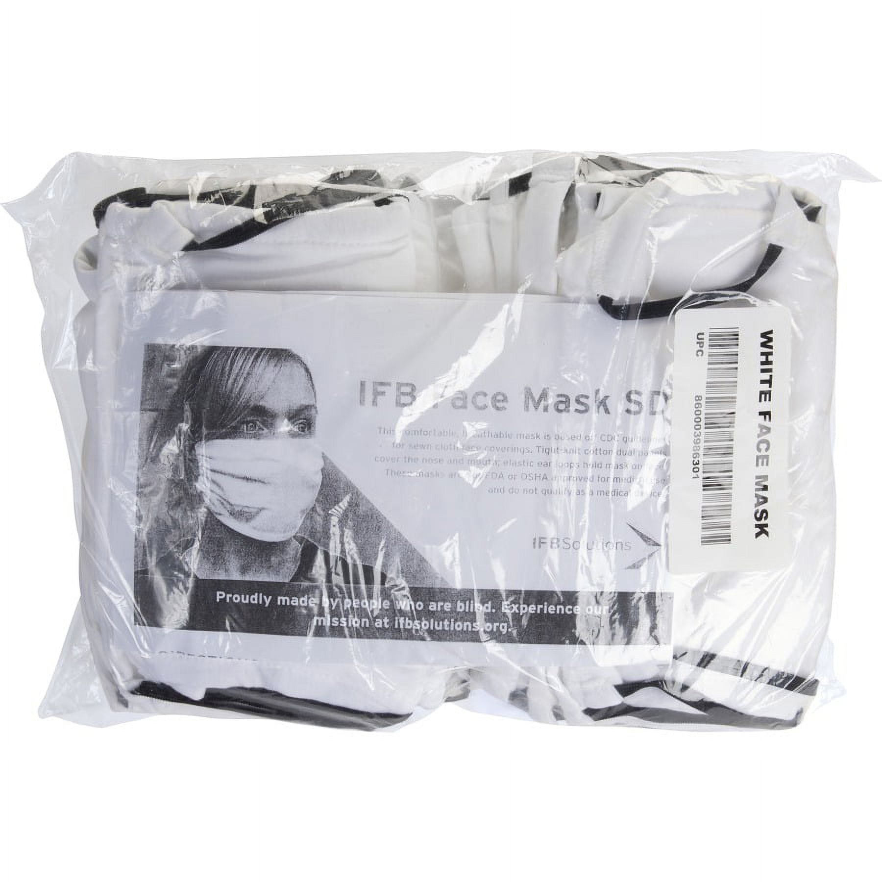 IFB Solutions, NCW23110009, Elastic Ear Loops Face Mask, 50 / Pack, White