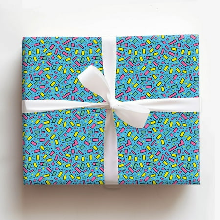 Colorful 80s Retro Geometric Confetti Pattern Gift Wrapping Paper