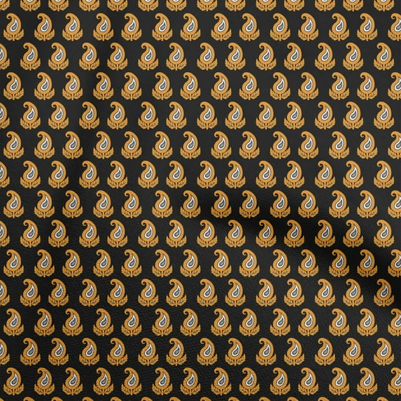 oneOone Cotton Jersey Black Fabric Asian Paisley Block Sewing Craft Projects Fabric Prints By Yard 58 Inch Wide