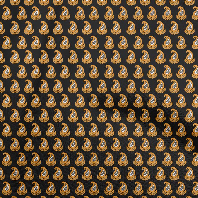 oneOone Rayon Black Fabric Asian Paisley Block Fabric For Sewing Printed Craft Fabric By The Yard 56 Inch Wide