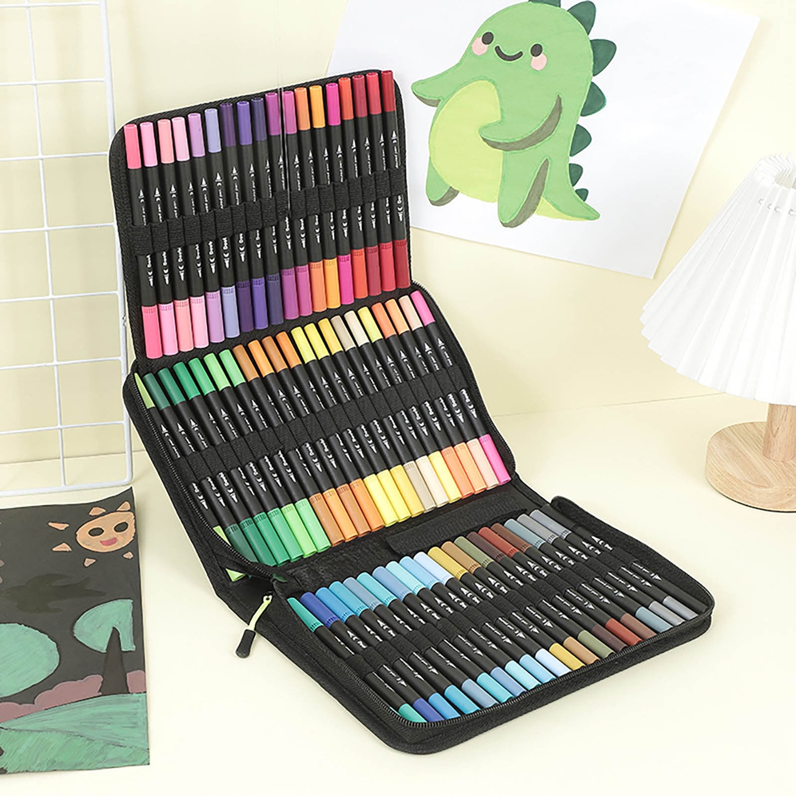 Sahpxhe Both Tip Brush Pen Watercolor Pen Set 60 Color Double Ended Painting Pen Fines Lines Art Marker Pen Water Based Highlighter Used For Outline 360ml