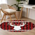 thumbnail image 4 of Round Rug 4Ft Washable Non-Slip, Christmas Elk Circle Area Rugs for Living Room Bedroom, Xmas Birds Black Red Checkered Snowflake Indoor Floor Mats Carpet Runner for Home Decor Aesthetic, 4 of 8