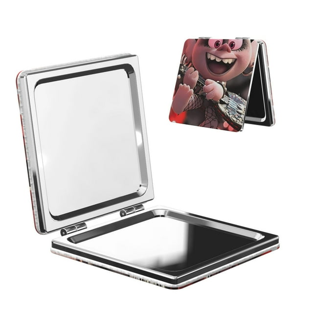 Zufioo Trolls Band Together for Portable Pocket Makeup Mirror, Foldable Handheld Magnifying Beauty Mirror Suitable for Wallet Handbag for Women-Square