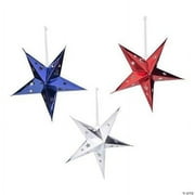 3D Patriotic Stars Hanging Decoration, Fourth of July, Party Decor, 3 Pcs