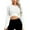White, variant on OSOLU Solid Color Women Crop Tops Tummy Long Sleeve Yoga Running Shirts Gym Workout Tank Tops Fashionable Dailywear