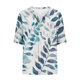 thumbnail image 5 of Xuyuer Linen-Look Printed V-Neck 3/4 Sleeve Shirt - Women's Roll-Tab Sleeve Blouse for Coastal Weekend Getaways, Art Gallery Openings, and Effortlessly Tailored Bohemian Chic Top, 5 of 5