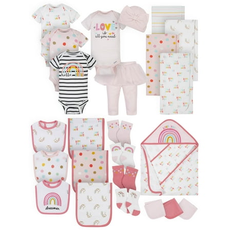 Gerber Baby Girl Organic Essentials Shower Gift Set, 24-Piece
