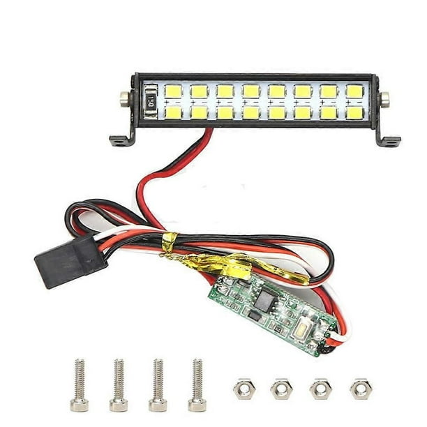 RC LED Lights Bar 55mm Metal Roof Lamp Headlight 16 LEDs Light for 1/10 SCX10 TRX4 Trx6 RC 4WD Tamiya SCX10 HPI RC Car