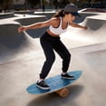 thumbnail image 4 of Gymax Balance Board Trainer Wooden Balancing Board w/Cork Roller & Storage Rack Blue & Natural, 4 of 10