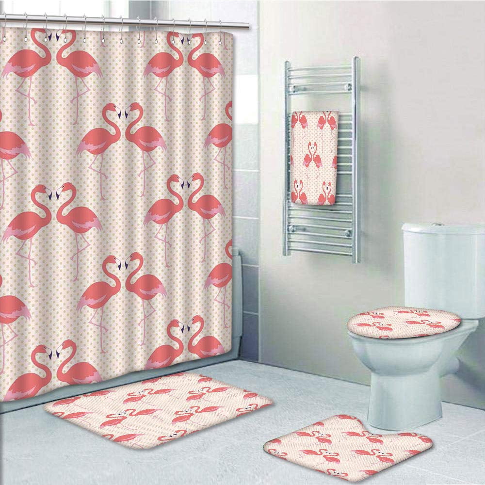 PRTAU Flamingo Flamingo Couple Heart Shape Polka Dot Romantic Peach 5