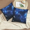 thumbnail image 5 of Galaxy Space Pillow Covers 18x18 Inch Set of 2 Blue Stars Throw Pillow Cover Outer Space Square Pillowcase Cushion Cases for Home Couch Bed Sofa, 5 of 12