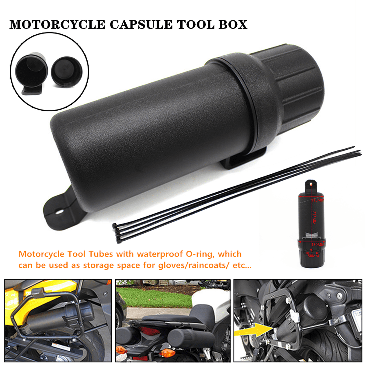 Motorcycle Tool Tube Glove Raincoat Storage Pipe Box For Yamaha BMW Waterproof