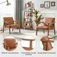 thumbnail image 4 of Yaheetech Mid-Century Modern Faux Leather Accent Chair with Solid Wood Legs, Light Brown, 4 of 7