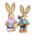 thumbnail image 1 of Set of 2 Rustic Straw Easter Bunnies – 14" Hand-Woven Standing Rabbits Figurines – Natural Spring Decor for Dining Table, Porch & Entryway (Pair) Style F, 1 of 6