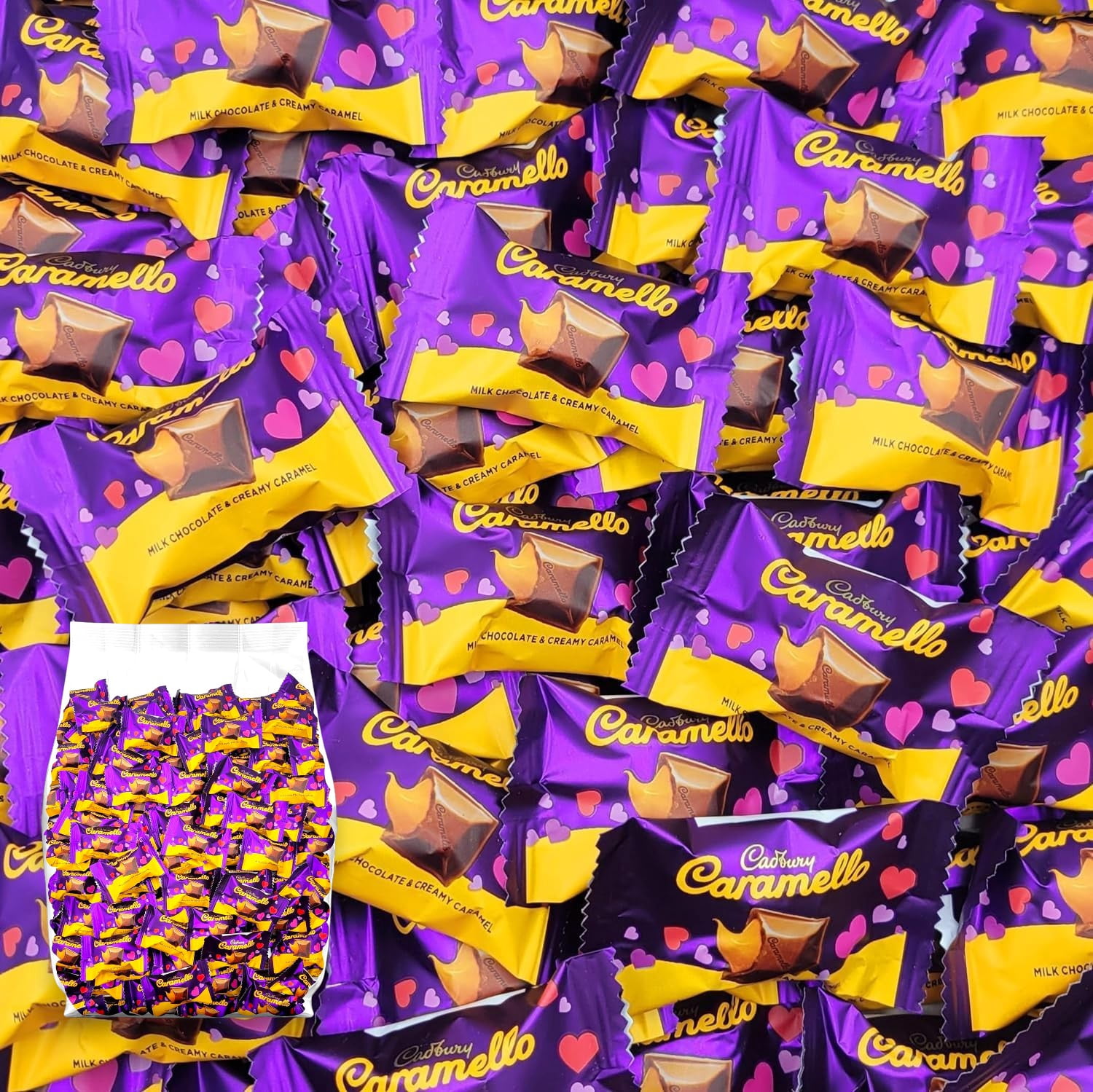 Cadburry Caramello Miniatures Tray (72 Pc) Creamy Caramel & Smooth Milk Chocolate 2 Lb/Bulk/Bag , Individually Wrapped Snack Bites, Perfect for Gifting & Treats