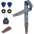 thumbnail image 1 of shiyou-Adjustable Guitar Strap Includes 2 Strap Locks & 2 Matching Picks & 1 Picks Holder & 1 leather Strap Button(1-Carving Blue), 1 of 4