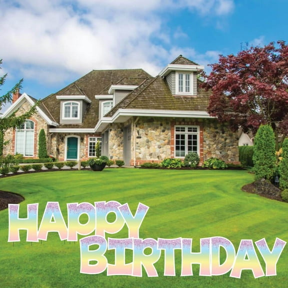 Ombre Dripping Glitter 24" Tall KG Happy Birthday Yard Sign - KG Letter Decorations - 13 Piece Set