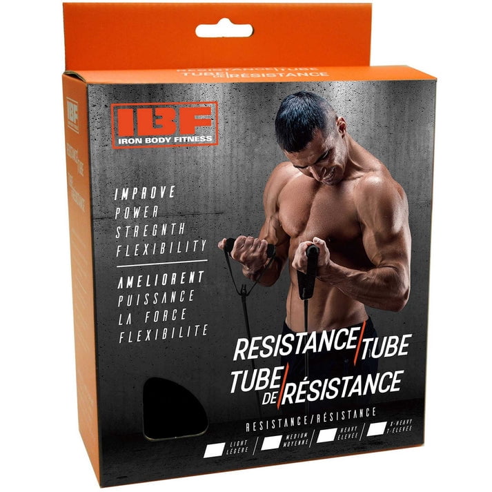 Iron Body Fitness Resistance Tube Band with Foam Handles, Latex Exercise Band for Strength Training, Stretching, and Mobility