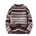 thumbnail image 2 of Busydd Mens Sweater Fashion Retro Striped Pullover Sweater Casual Long Sleeve Knit Sweater Warm Fall Winter Oversized Crewneck Sweaters, 2 of 9