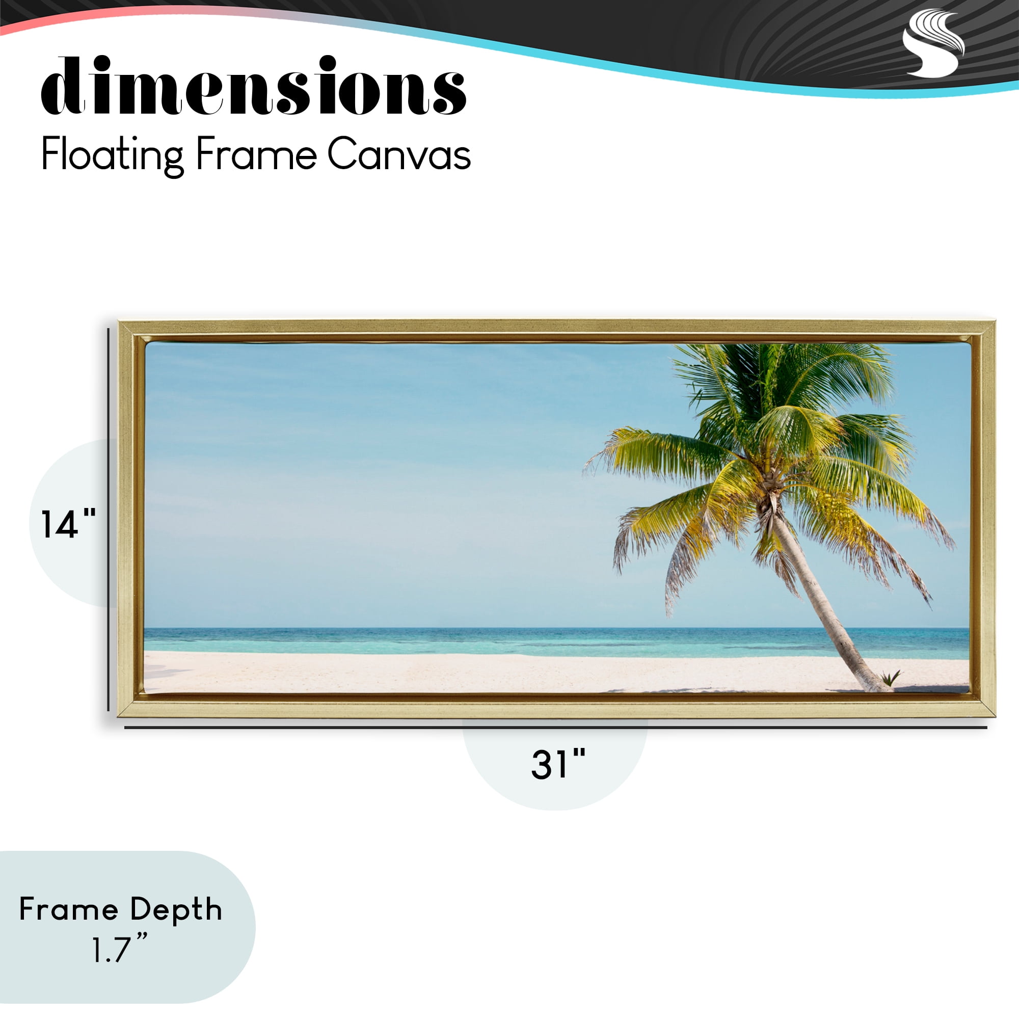 Stupell Industries Tropical Island Palm Tree Gold Framed Floater Canvas Wall Art, design by Danita Delimont