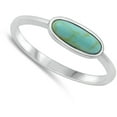 thumbnail image 4 of CHOOSE YOUR COLOR Vintage Oval Simulated Turquoise Ring .925 Sterling Silver Band Blue CZ Female Size 9, 4 of 4