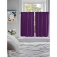 thumbnail image 4 of Tier Curtains 45 Inches Long, Pure Dark Purple Window Treatment Curtain Drapes, Simple Solid Color Small Curtain Drapes for Bathroom Laundry Room, 27.5"x45", 2 Panels, 4 of 7