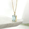 thumbnail image 4 of Gem Stone King 6.75 Cttw 18K Yellow Gold Plated Silver Sky Blue Simulated Aquamarine Pendant Necklace for Women | Emerald Cut 14X10MM and Round 3MM | With 18 inch Chain, 4 of 4