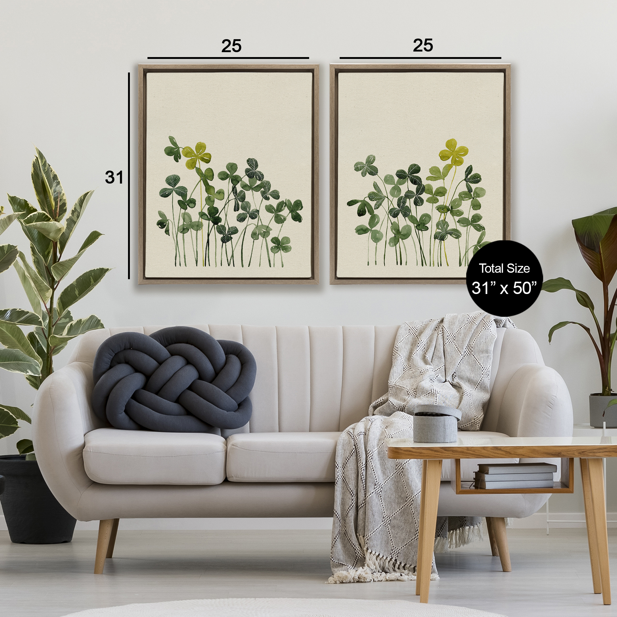 Minimal Hidden Gems 2 Piece Brown Framed Floater Canvas Set, design by Grace Popp