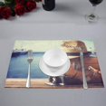 thumbnail image 2 of MKHERT Vintage Suitcase Hipster Hat and Photo Camera with Tropical Sea Beach Summer Travel Placemats Table Mats for Dining Room Kitchen Table Decoration 12x18 inch,Set of 6, 2 of 4