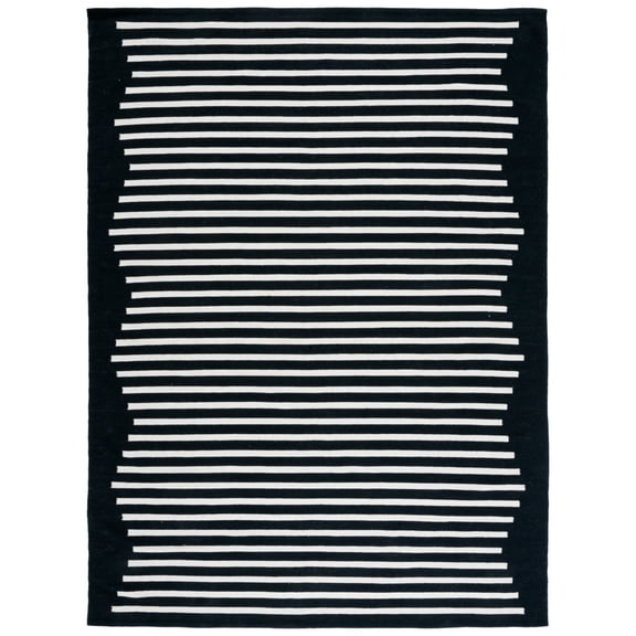 SAFAVIEH Montauk Amadine Striped Cotton Area Rug, Black/Ivory, 5' x 8'
