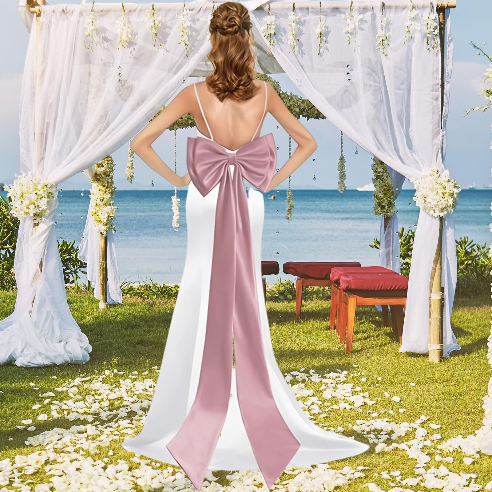 Satin Big Bow Detachable Train Large Removable Sweep Feature Formal Event Ladies Wedding Dresses Accessories