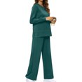 thumbnail image 3 of Aoujea Up to 50% off Women Outfits sets Plus Size Fashion Solid Color Round Neck Long Sleeve Side Split Pants Set on Clearance, 3 of 7