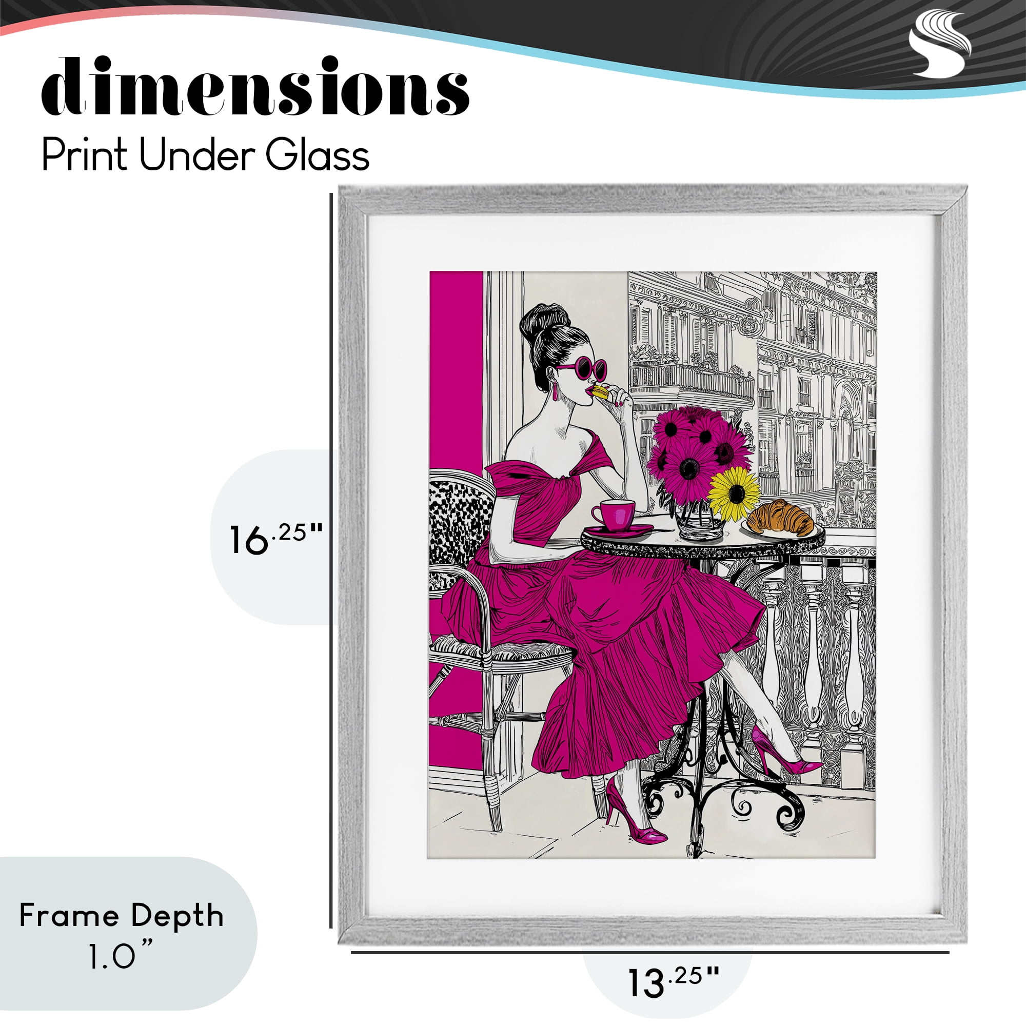 Stupell Industries Glamorous Brunch on Balcony Gray Framed Print Under Glass, design by Jess Stempel