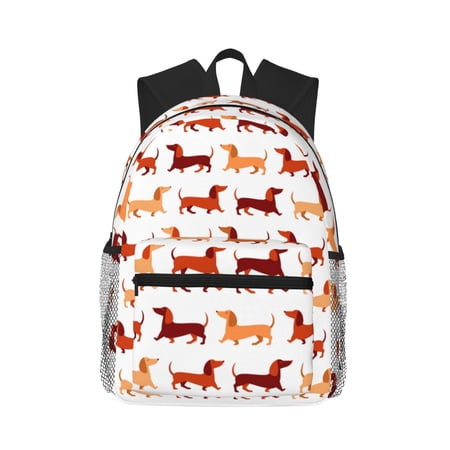 Defioc Dachshund Walking Pattern Laptop Backpack for Men and Women Casual Backpack Dayback Sports Bookbag for Travel Running Hiking