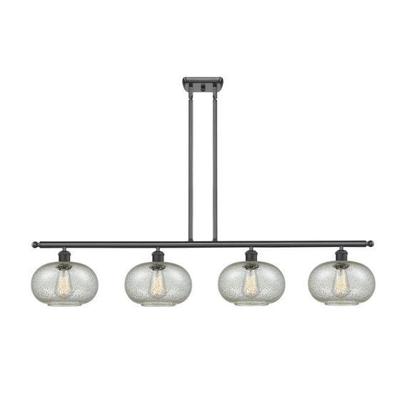 516-4I-BK-G249-Innovations Lighting-Gorham - 4 Light Island Matte Black Finish with Mica Glass