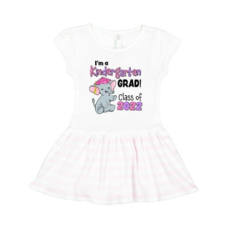 

Inktastic Im a Kindergarten Grad! Class of 2022-cute Elephant in Pink Cap Gift Toddler Girl Dress