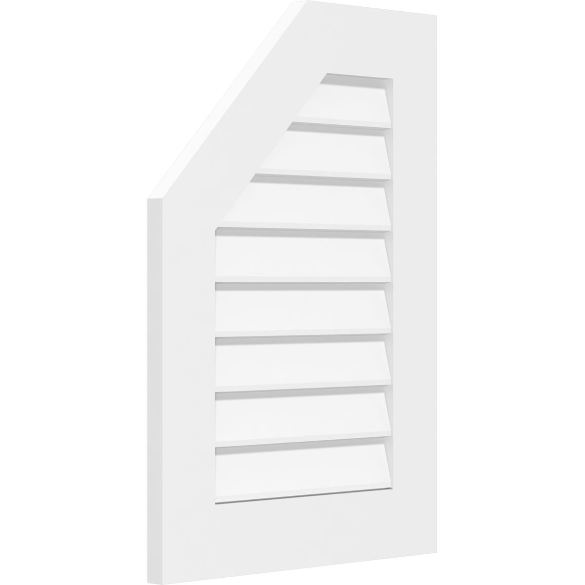 38"W x 42"H Half Octagon Top Left Surface Mount PVC Gable Vent: Non-Functional, w/ 3-1/2"W x 1"P Standard Frame